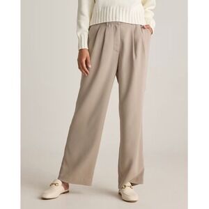 Quince NWT Stretch Recycled Crepe Pleated Wide Leg Pants Morel sz 2 30" length